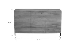Buffet industriel en bois manguier massif et métal noir 3 portes L145 cm YPSTER