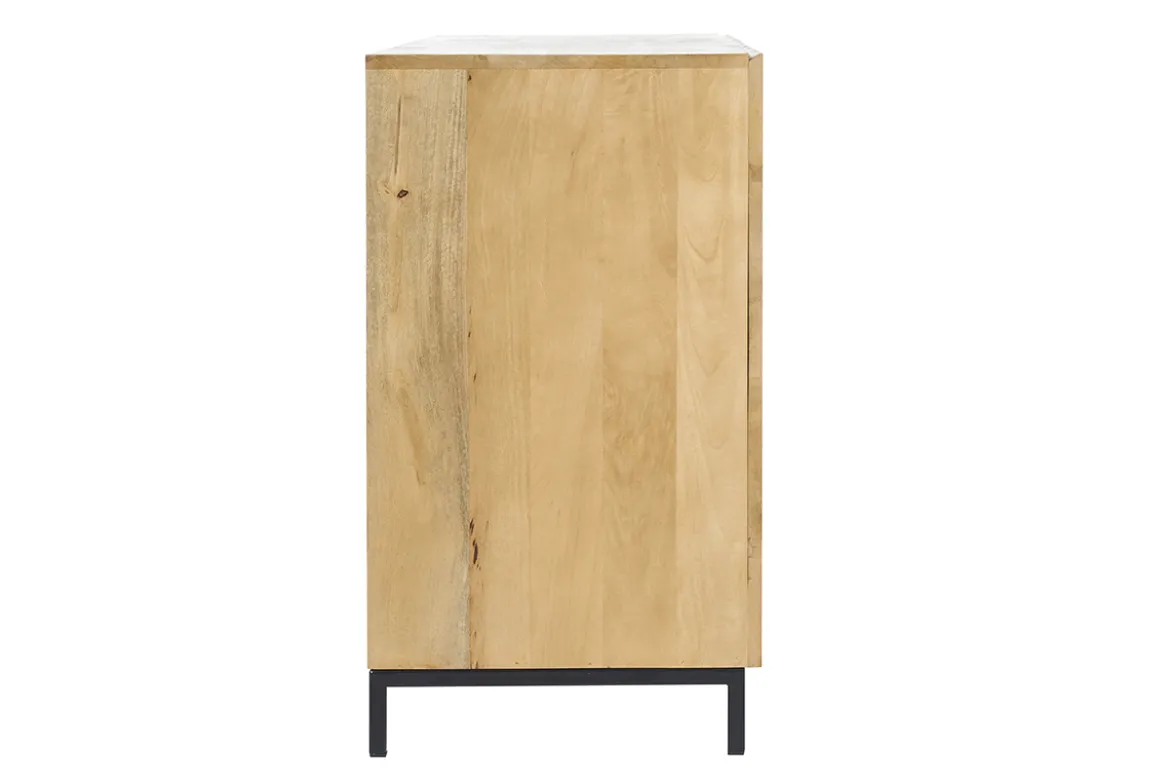 Buffet industriel en bois manguier massif et métal noir 3 portes L145 cm YPSTER