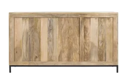 Buffet industriel en bois manguier massif et métal noir 3 portes L145 cm YPSTER