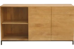 Buffet industriel en bois manguier massif et métal noir 2 portes L145 cm YPSTER