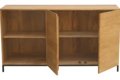 Buffet industriel en bois manguier massif et métal noir 2 portes L145 cm YPSTER
