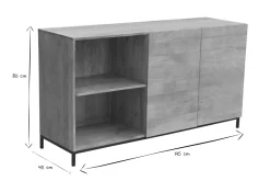 Buffet industriel en bois manguier massif et métal noir 2 portes L145 cm YPSTER