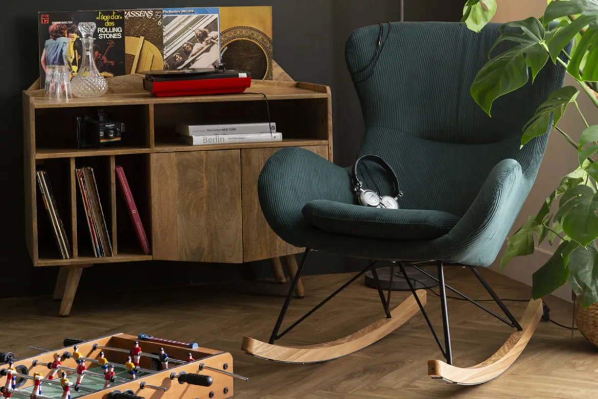 Buffet meuble de rangement vinyles en bois manguier massif L105 cm MATAHARI