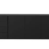 Buffet noir laqué brillant 3 portes 4 tiroirs L200 cm ISAURE