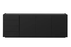 Buffet noir laqué brillant 3 portes 4 tiroirs L200 cm ISAURE