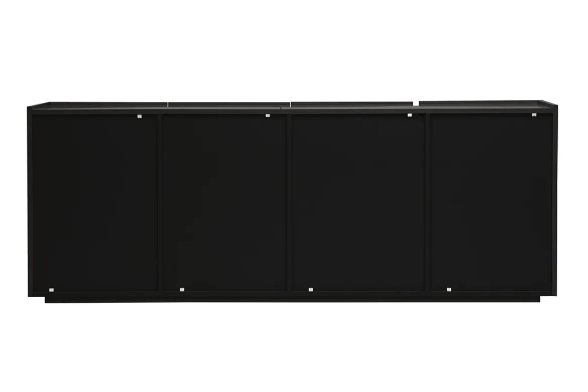 Buffet noir laqué brillant 3 portes 4 tiroirs L200 cm ISAURE