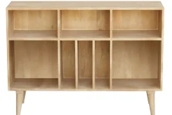 Buffet ouvert meuble de rangement bouteilles ou vinyles en bois manguier massif L120 cm ISIDRO
