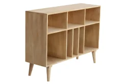 Buffet ouvert meuble de rangement bouteilles ou vinyles en bois manguier massif L120 cm ISIDRO