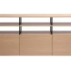 Buffet 3 portes finition bois clair chêne et métal noir L180 cm MAXENCE