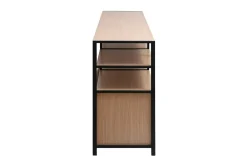 Buffet 3 portes finition bois clair chêne et métal noir L180 cm MAXENCE