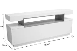 Buffet scandinave blanc laqué brillant et bois 4 portes L180 cm LIVO