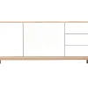 Buffet scandinave bois et blanc 2 portes 3 tiroirs L195 cm SID