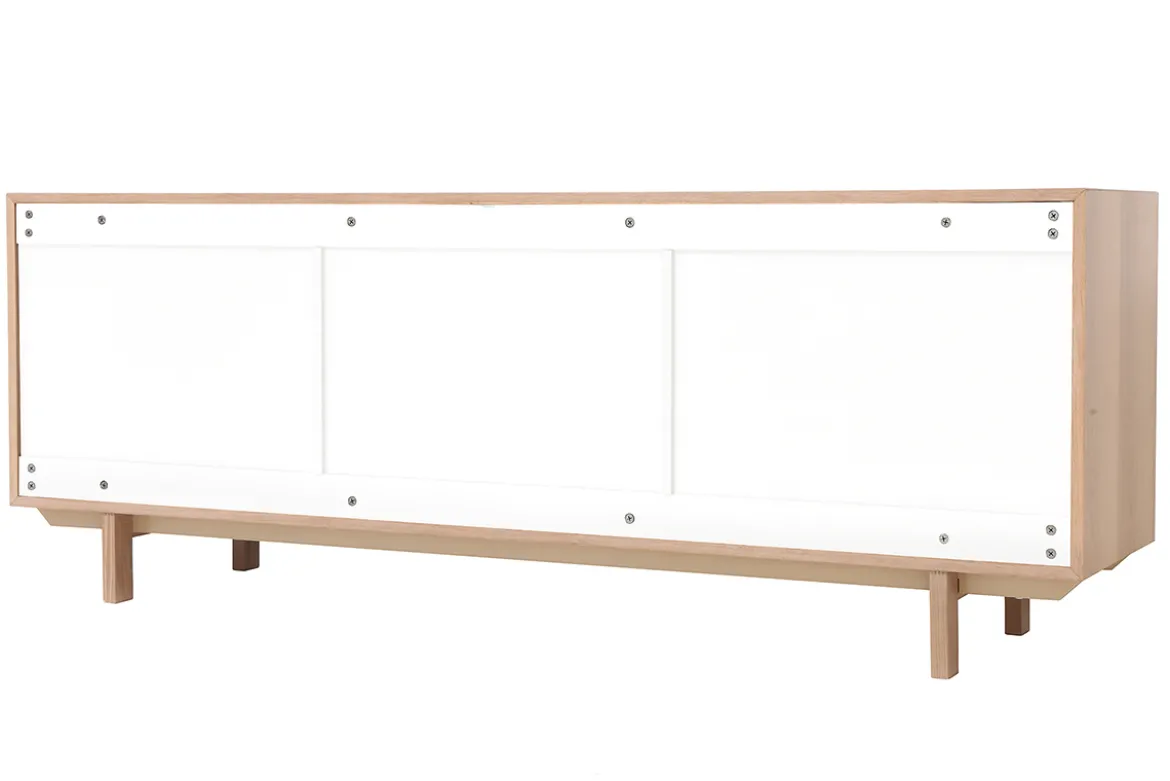 Buffet scandinave bois et blanc 2 portes 3 tiroirs L195 cm SID