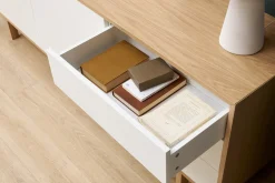 Buffet scandinave bois et blanc 2 portes 3 tiroirs L195 cm SID