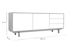 Buffet scandinave bois et blanc 2 portes 3 tiroirs L195 cm SID