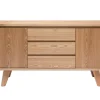 Buffet scandinave en bois clair frêne 2 portes 3 tiroirs L160 cm FIFTIES