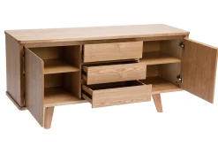 Buffet scandinave en bois clair frêne 2 portes 3 tiroirs L160 cm FIFTIES