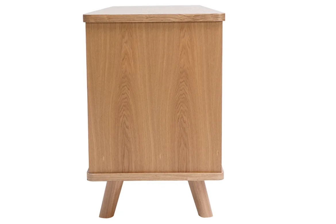 Buffet scandinave en bois clair frêne 2 portes 3 tiroirs L160 cm FIFTIES