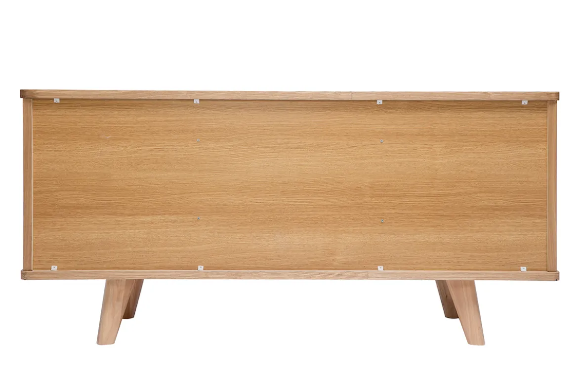 Buffet scandinave en bois clair frêne 2 portes 3 tiroirs L160 cm FIFTIES