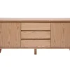 Buffet scandinave en bois clair frêne 2 portes 3 tiroirs L180 cm FIFTIES