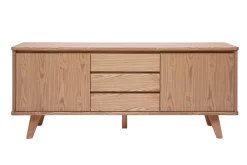 Buffet scandinave en bois clair frêne 2 portes 3 tiroirs L180 cm FIFTIES