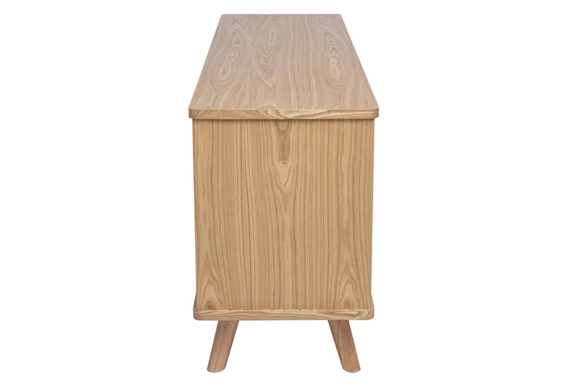 Buffet scandinave en bois clair frêne 2 portes 3 tiroirs L180 cm FIFTIES