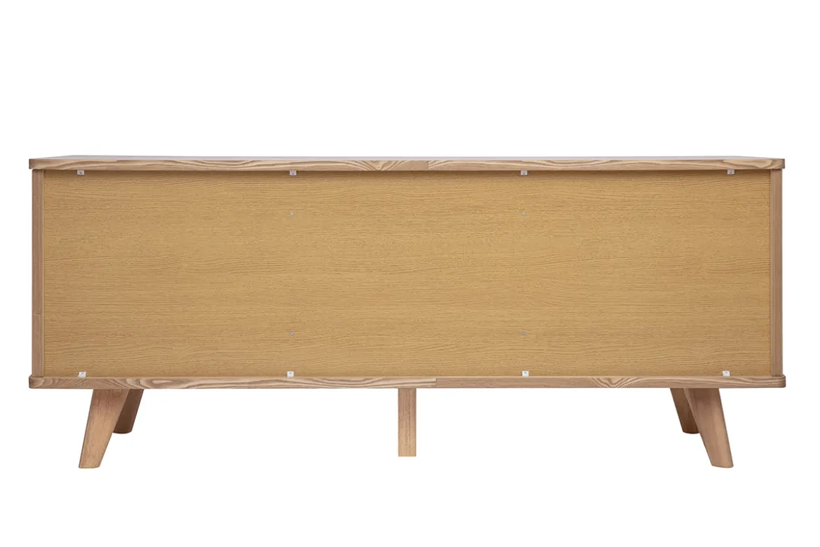 Buffet scandinave en bois clair frêne 2 portes 3 tiroirs L180 cm FIFTIES
