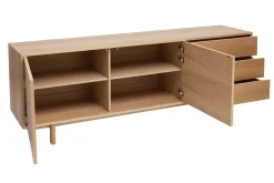 Buffet scandinave en bois clair 2 portes 3 tiroirs L195cm SID