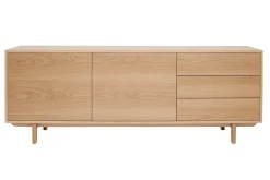 Buffet scandinave en bois clair 2 portes 3 tiroirs L195cm SID