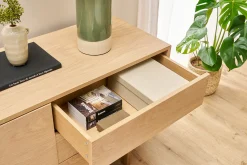 Buffet scandinave en bois clair 2 portes 3 tiroirs L195cm SID