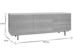 Buffet scandinave en bois clair 2 portes 3 tiroirs L195cm SID