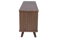 Buffet scandinave en bois foncé noyer 2 portes 3 tiroirs L180 cm FIFTIES