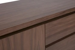 Buffet scandinave en bois foncé noyer 2 portes 3 tiroirs L180 cm FIFTIES
