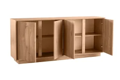 Buffet scandinave finition bois chêne 4 portes L180 cm COMO