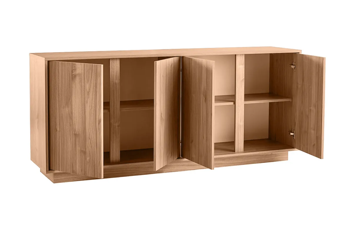 Buffet scandinave finition bois chêne 4 portes L180 cm COMO