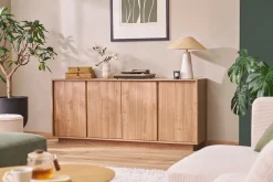 Buffet scandinave finition bois chêne 4 portes L180 cm COMO