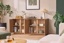 Buffet scandinave finition bois chêne 4 portes L180 cm COMO