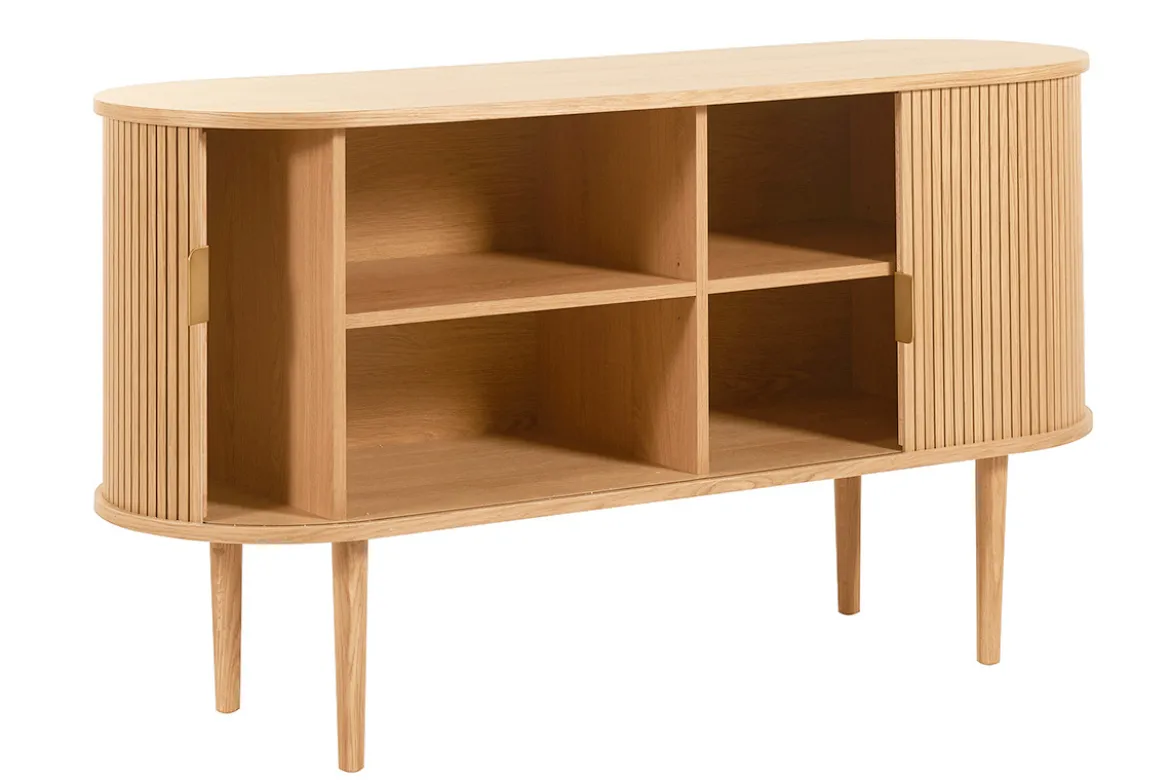 Buffet vintage en bois clair chêne 2 portes coulissantes L138 cm EPIC