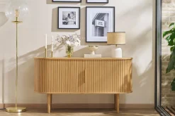Buffet vintage en bois clair chêne 2 portes coulissantes L138 cm EPIC