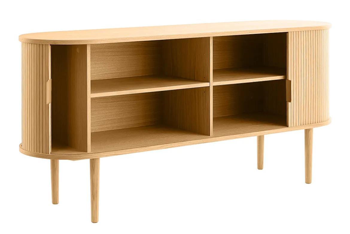 Buffet vintage en bois clair chêne 2 portes coulissantes L160 cm EPIC