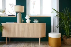 Buffet vintage en bois clair chêne 2 portes coulissantes L160 cm EPIC