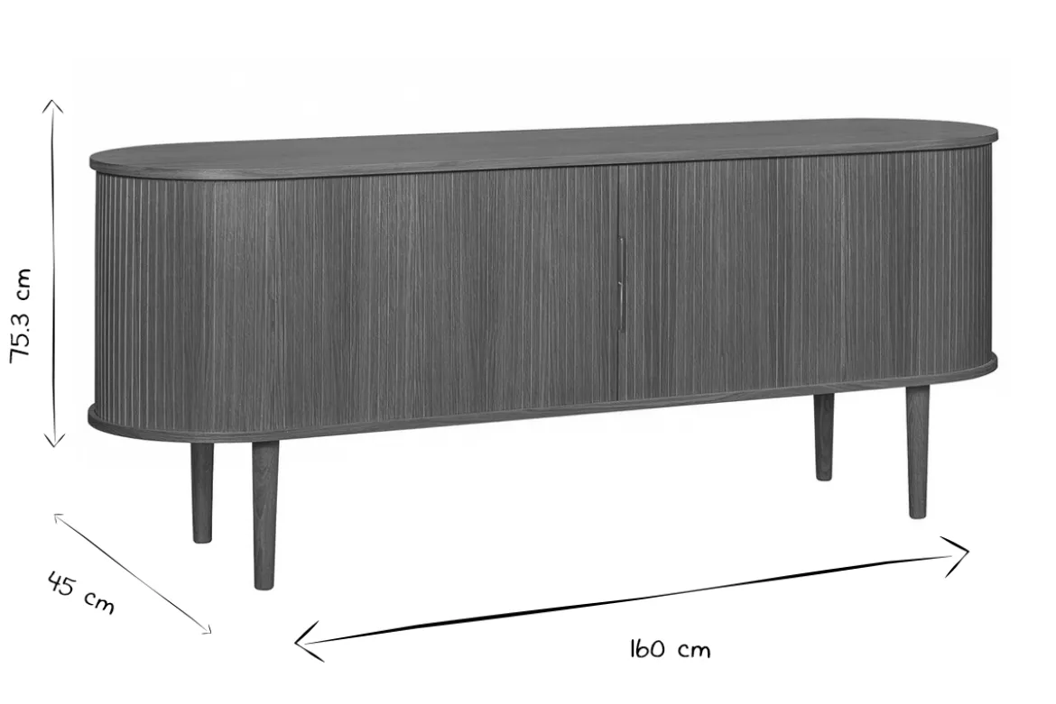 Buffet vintage en bois clair chêne 2 portes coulissantes L160 cm EPIC