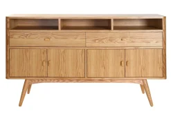Buffet vintage en bois clair 4 portes 2 tiroirs L160 cm NORDECO
