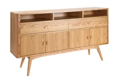 Buffet vintage en bois clair 4 portes 2 tiroirs L160 cm NORDECO