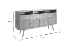 Buffet vintage en bois clair 4 portes 2 tiroirs L160 cm NORDECO