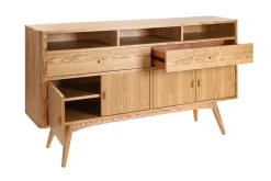 Buffet vintage en bois clair 4 portes 2 tiroirs L160 cm NORDECO
