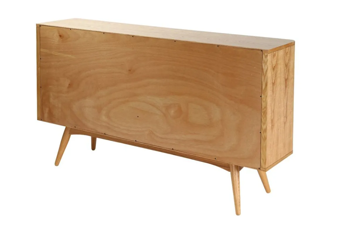 Buffet vintage en bois clair 4 portes 2 tiroirs L160 cm NORDECO