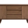 Buffet vintage en bois foncé noyer 2 portes 3 tiroirs L160 cm FIFTIES