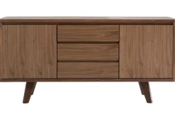 Buffet vintage en bois foncé noyer 2 portes 3 tiroirs L160 cm FIFTIES