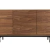 Buffet vintage en bois foncé noyer 2 portes 3 tiroirs L160 cm MANNY